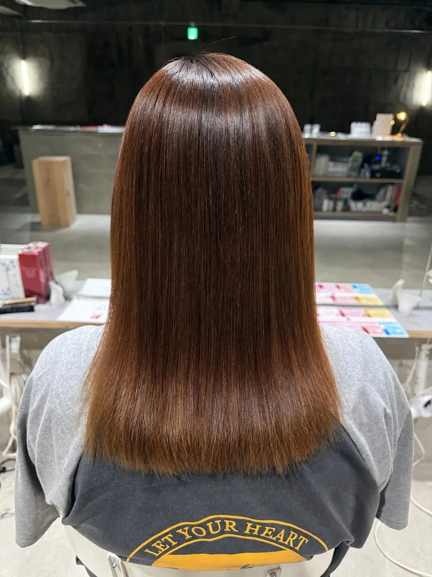ロング 酸性ストレート 縮毛矯正 夏見 柚羽のヘアスタイル