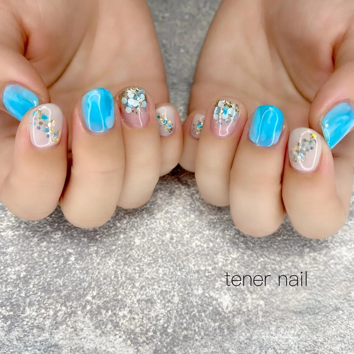ネイル 水色 テネルネイル tener nailのネイルデザイン