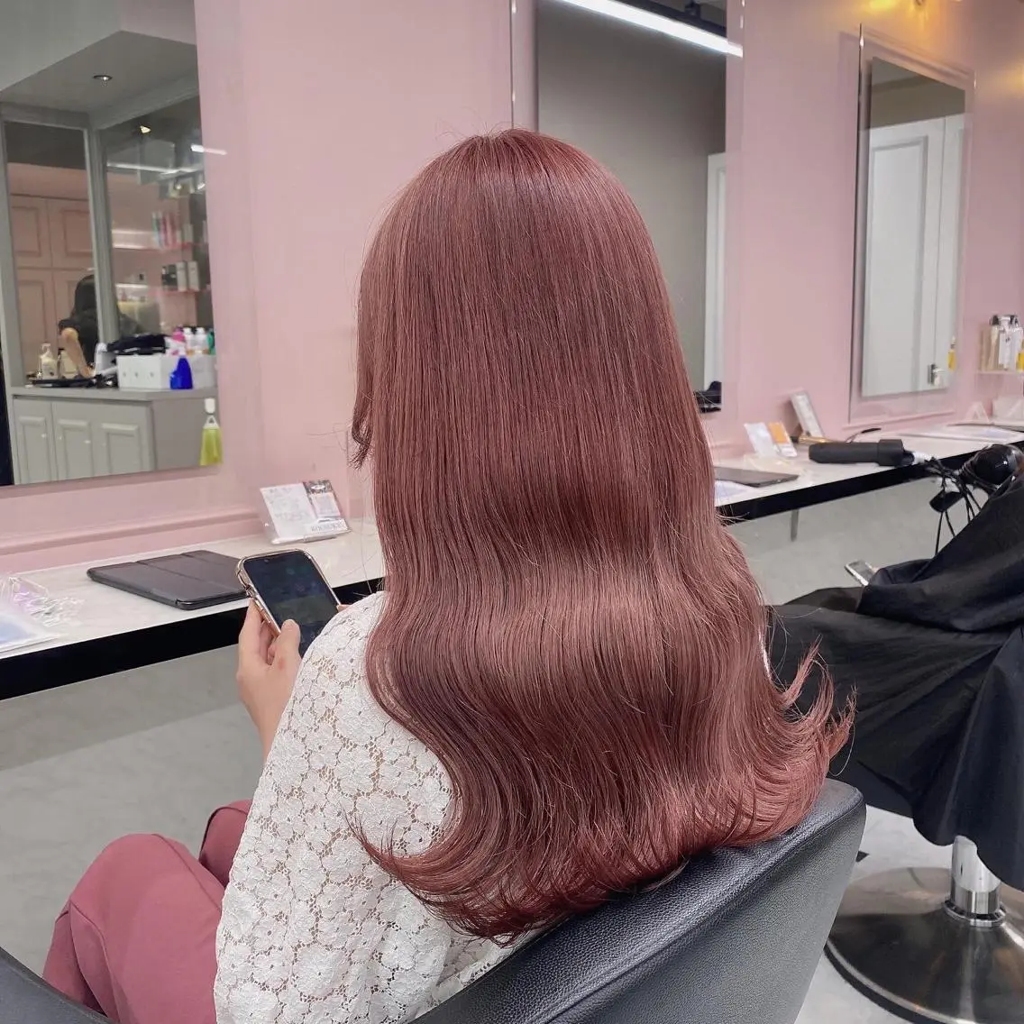 セミロング カラー ベージュカラー ブリーチ ピンクカラー ピンクベージュ ヘアカラー トリートメント ヘッドスパ ヘアセット 透明感/艶髪/💖 トレンドスタイル💖のヘアスタイル
