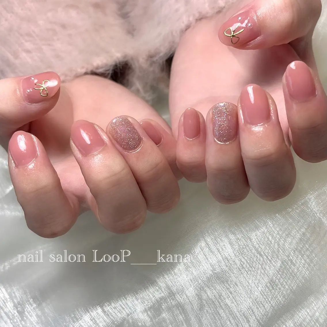 ネイル ピンク ネイルモデル募集中 LooP-kanaのネイルデザイン