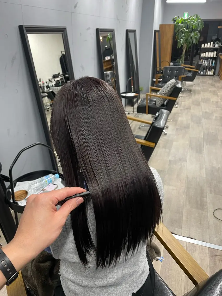 ロング カラー 髪質改善 縮毛矯正 トリートメント マツダ レンのヘアスタイル