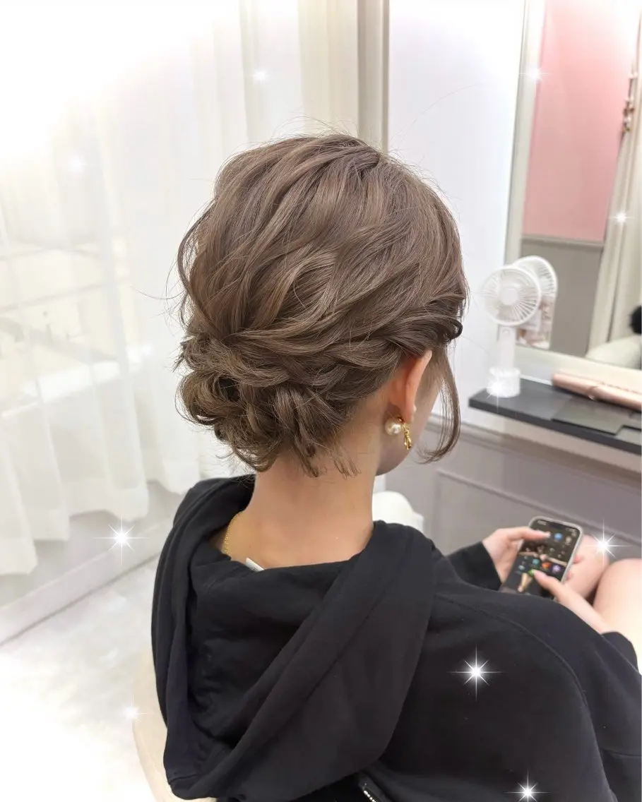 ショート ヘアアレンジ ヘアセット lien ヒジリのヘアスタイル