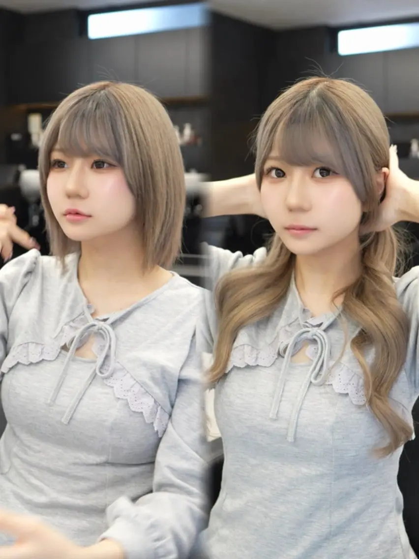 ロング カラー シールエクステ ブリーチ ブラウンカラー グレージュ ハイライトカラー カット ヘアカラー エクステ エクステの神様 ▫️原島ユウヤ▫️のヘアスタイル