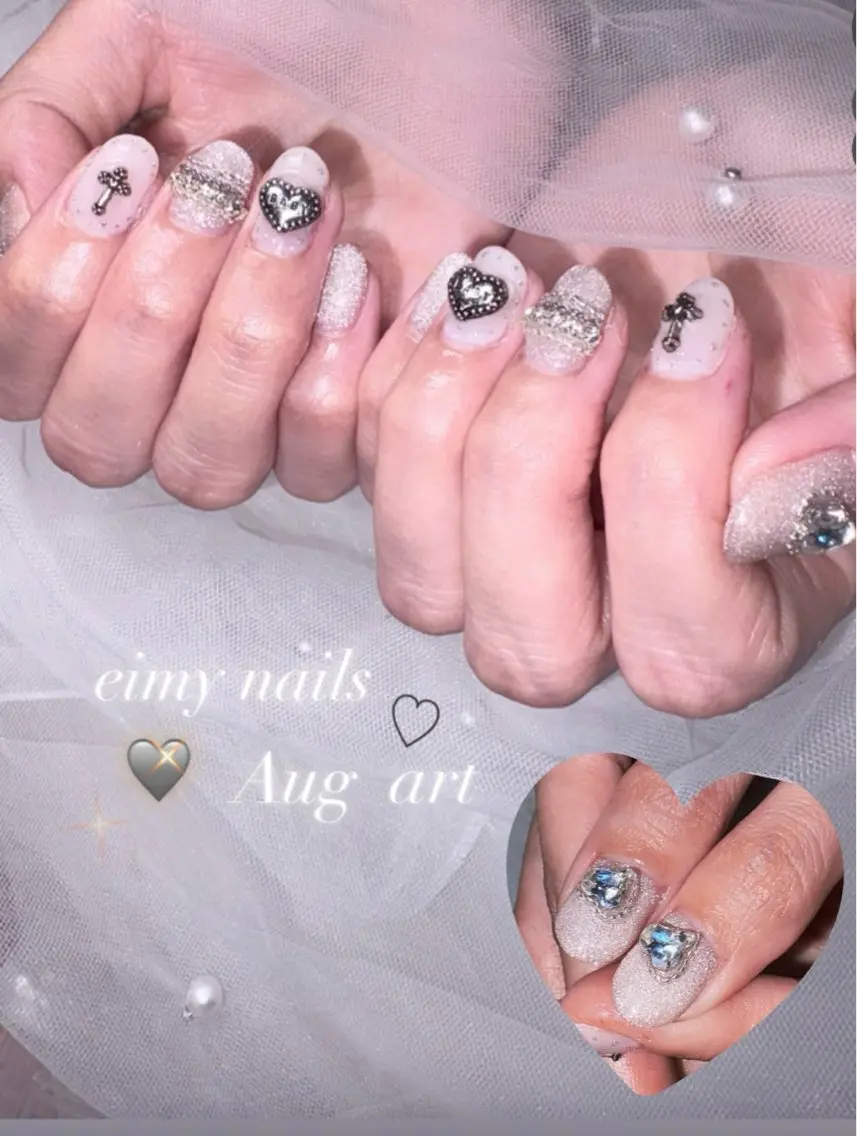 ネイル フラッシュネイル フラッシュマグ ハート 夏ネイル ハンドネイル eimy nails♡のネイルデザイン