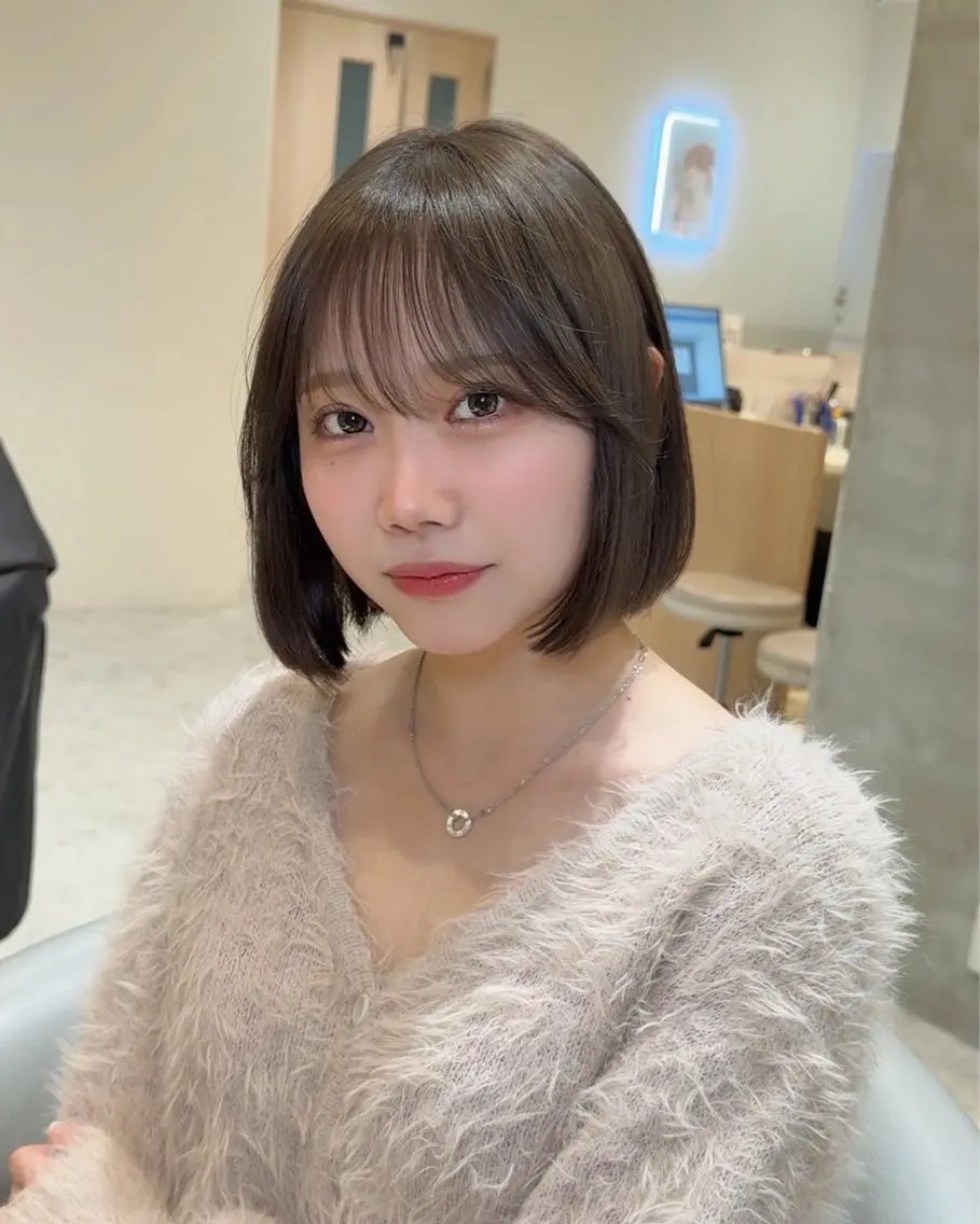ミディアム カット 縮毛矯正 トリートメント けいし🐬ボブ 美髪縮毛矯正のヘアスタイル