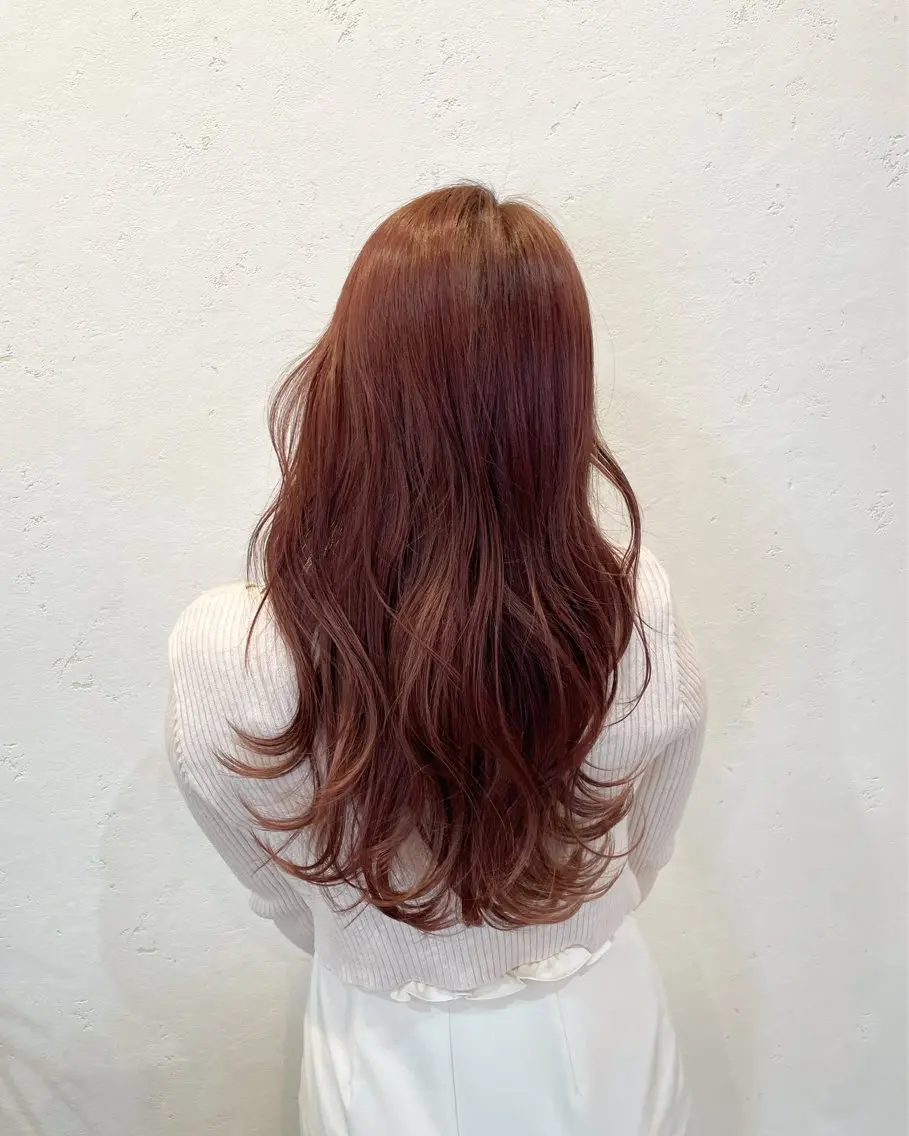 ロング カラー ブリーチ レッドカラー ニュアンスカラー🫧 加納のヘアスタイル