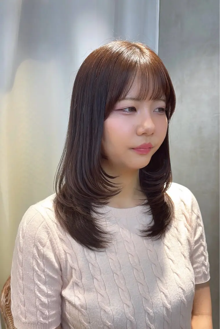 セミロング カラー カット ヘアカラー トリートメント 韓国ヘアカラー💎& 縮毛矯正✨レオのヘアスタイル