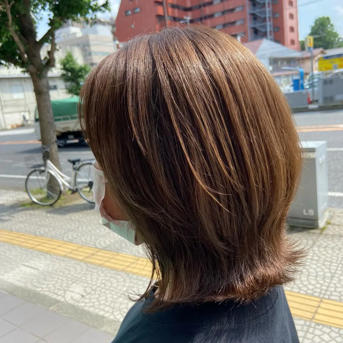 ミディアム カラー 透明感カラー 外ハネヘア 💜推しインナー カラー/菊池柊真💜のヘアスタイル