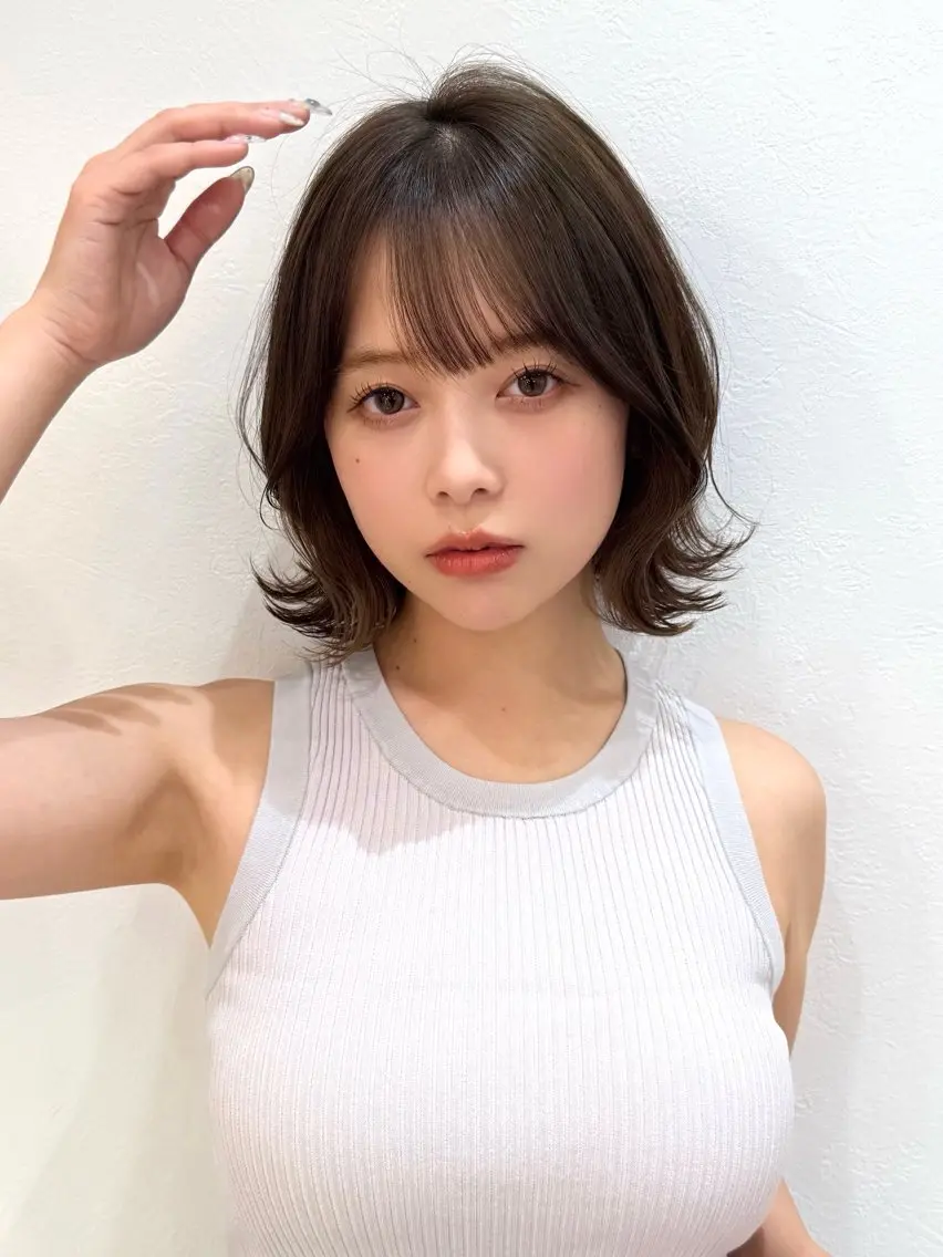 ミディアム カット ヘアカラー トリートメント 新宿/髪質改善/ボブ 韓国レイヤー大重聖斗のヘアスタイル
