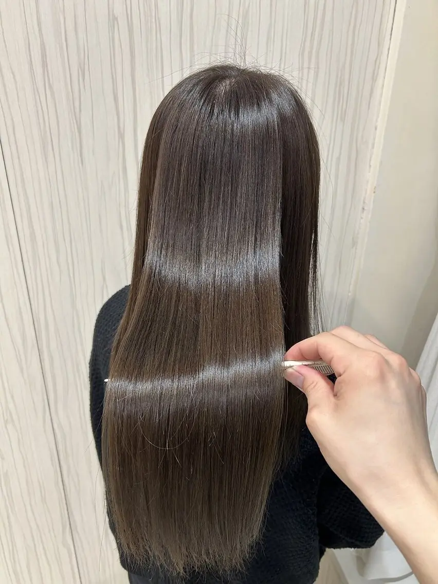 ロング パーマ 髪質改善 ロング ストレートパーマ 中川 拓弥のヘアスタイル