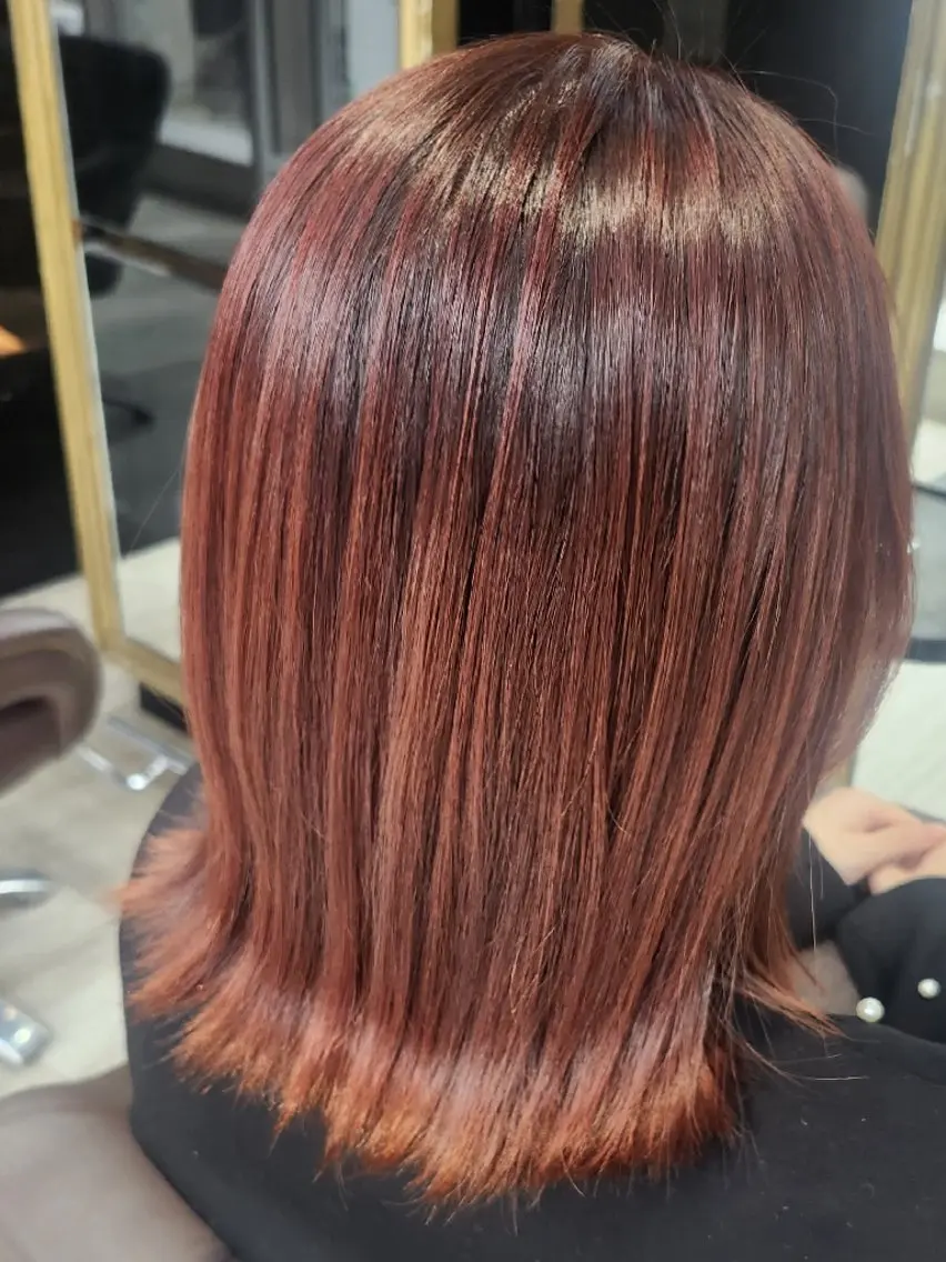 ミディアム カラー レッドカラー ヘアカラー will こむぎのヘアスタイル
