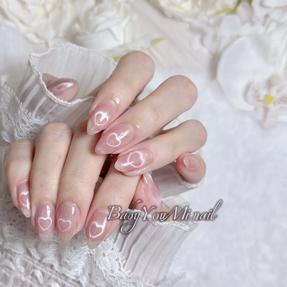 ネイル オーロラネイル チークネイル 成人式 フットネイル フレンチネイル ハンドネイル BabyYouMi nailのネイルデザイン