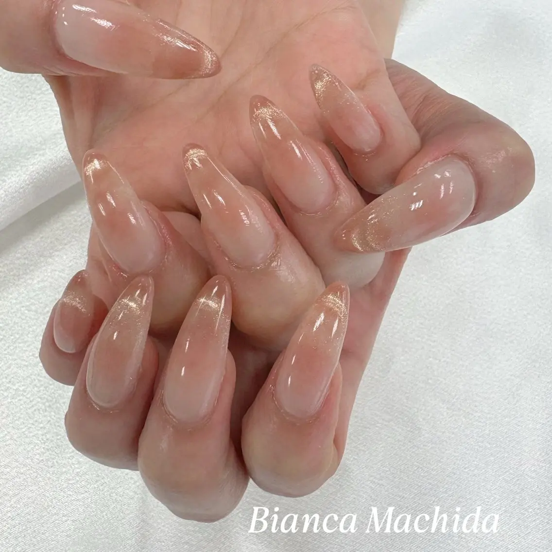 ネイル チークネイル フレンチネイル ハンドネイル Bianca 🌟 yanagihasiのネイルデザイン