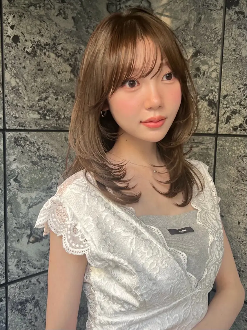 セミロング カラー ヘアカラー 小顔ボブ jilblanカホのヘアスタイル