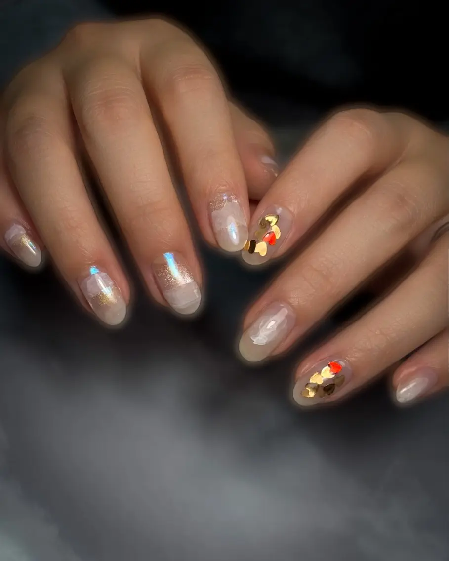 ネイル ハート 持ち込み ワンカラーネイル ハンドネイル &.nail/ ニュアンス/持込み可のネイルデザイン