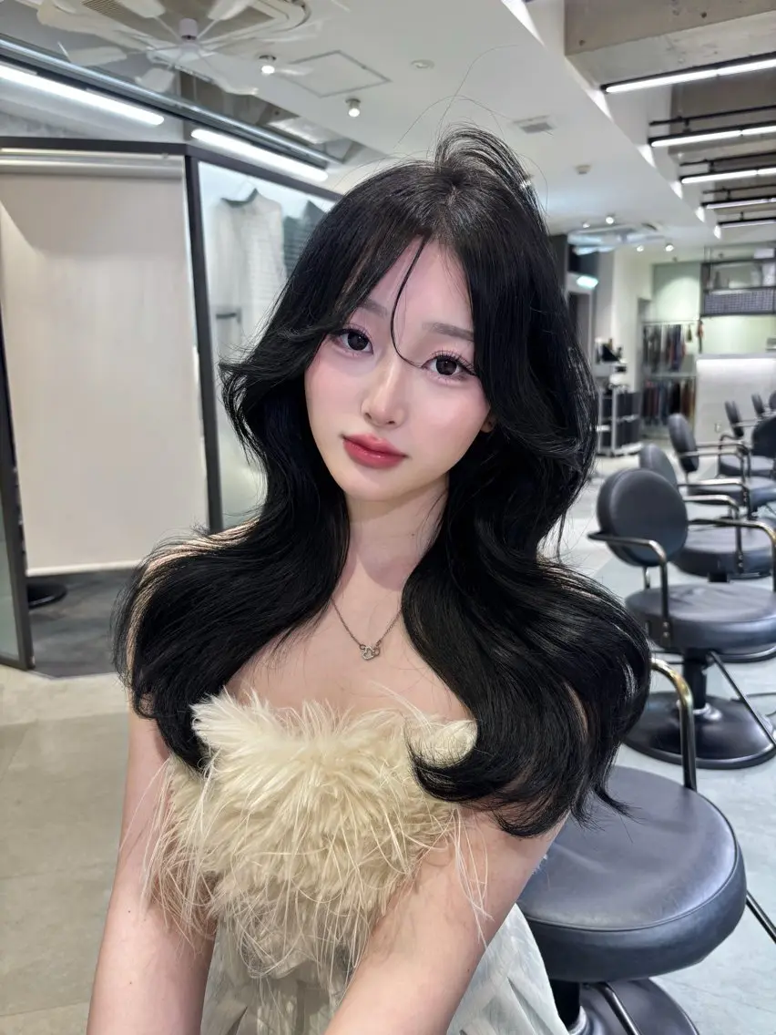 ロング 顔周りカット 髪質改善 ヨシンモリ 韓国風ヘア ロング 天神美容室 🎀hinaのヘアスタイル