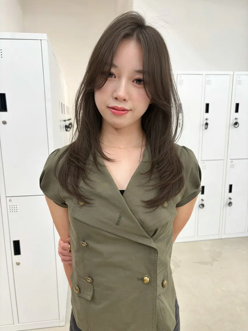 ロング カラー カット 縮毛矯正 韓国風レイヤーカット 松葉翔のヘアスタイル