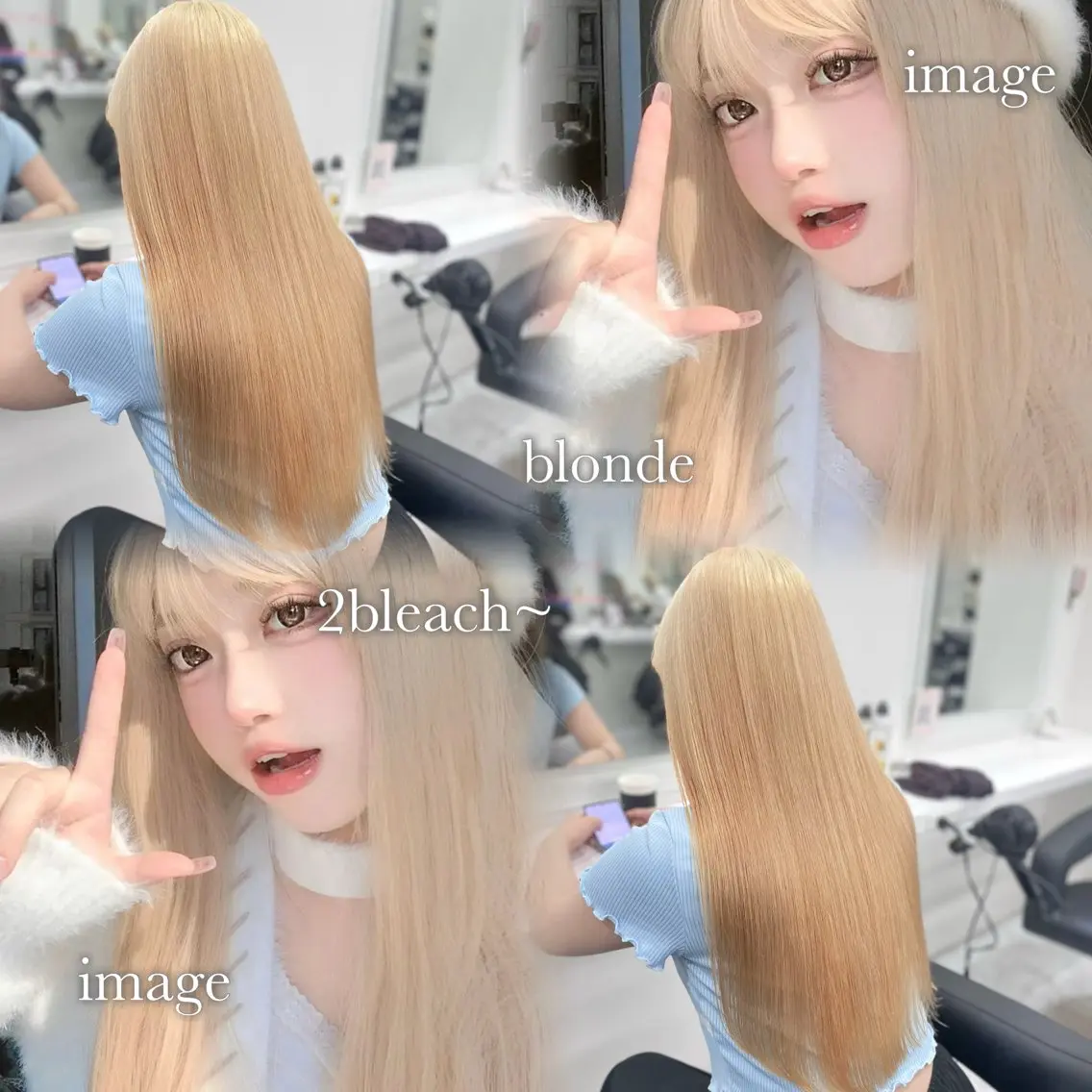 ロング カラー ヘアカラー トリートメント ヘアセット 色落ち綺麗🩰ハイ トーン🎀RINKAのヘアスタイル