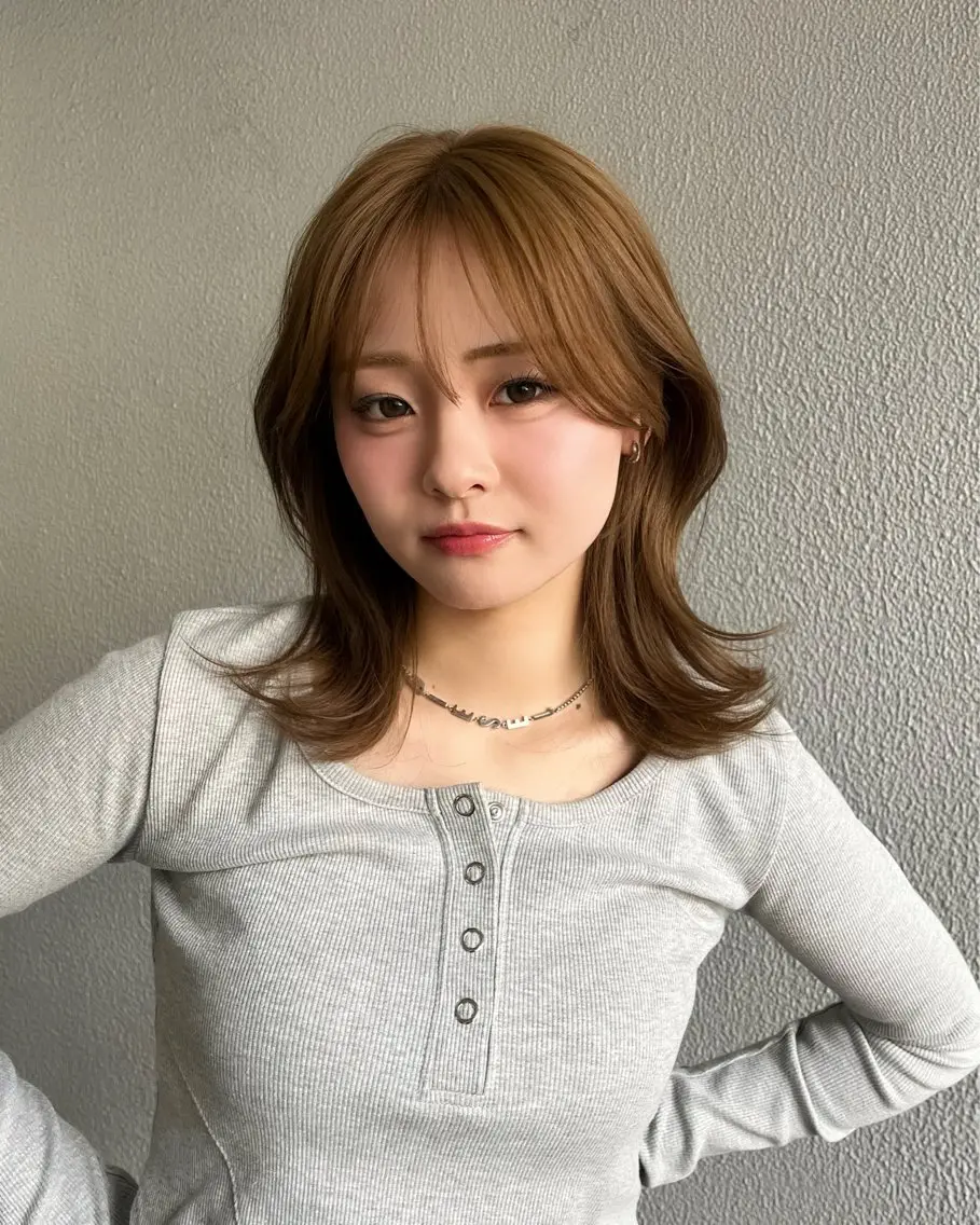 ミディアム カラー ブラウンカラー ミルクティーブラウン カット ヘアカラー ボブパーマ/縮毛矯正 /かわいい/せき🫧のヘアスタイル