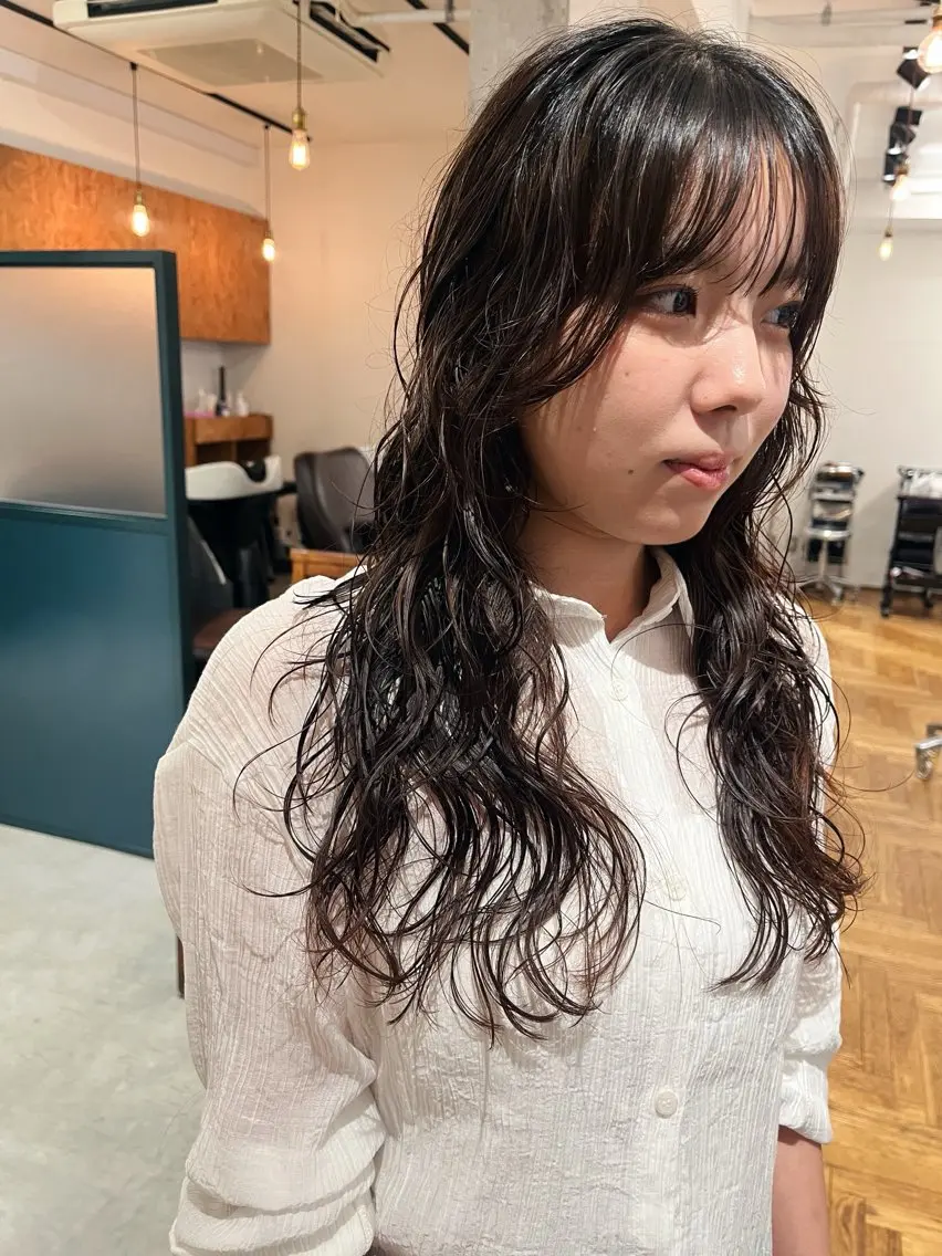 ロング パーマ カット パーマ 暖色/パーマ 🌼クニトウメイのヘアスタイル