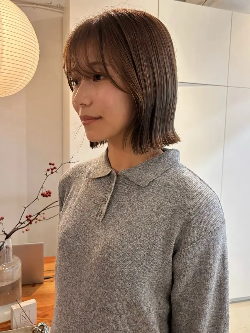 ショート ボブ カット ヘアカラー トリートメント 🍑透明感hair ・NENE🍑のヘアスタイル