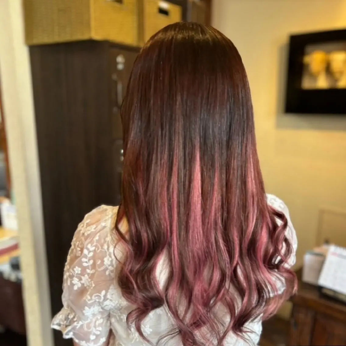 ロング プルエクステ エクステ エクステ 山崎 里桜のヘアスタイル