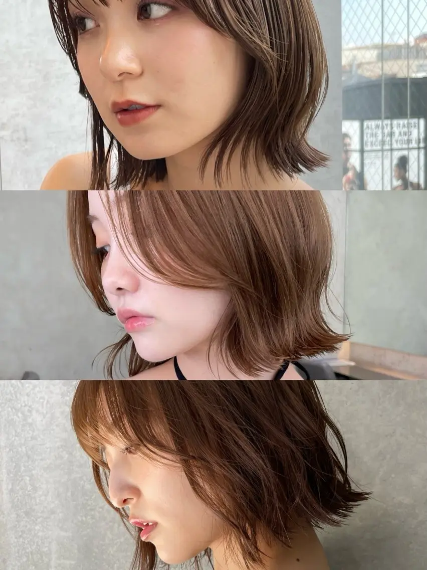 ミディアム ヘアアレンジ ボブ/顔まわり /みそらレイヤーのヘアスタイル