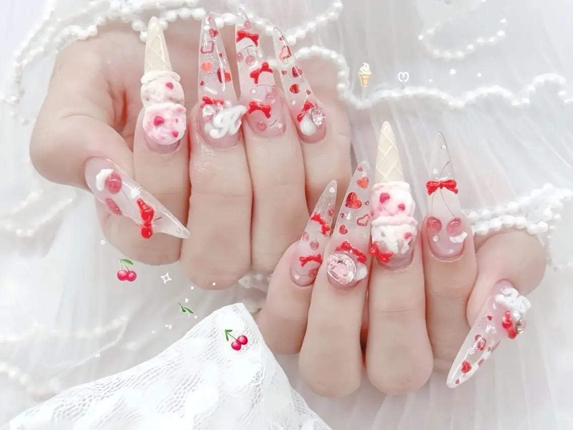 ネイル ブルー ジェルネイル ガーリー グラデーション グリーン ハンドネイル Rin Nail 新大久保店のネイルデザイン