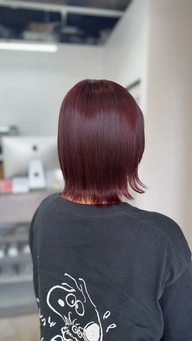 ミディアム カラー ベージュカラー ブリーチ カシス ミルクティーベージュ ブリーチなしカラー ヘアカラー MAUVE MIYUのヘアスタイル