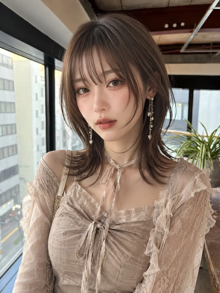 ミディアム カラー カット ヘアカラー トリートメント 小顔垢抜けレイヤー/ ハイトーン/YUTOのヘアスタイル