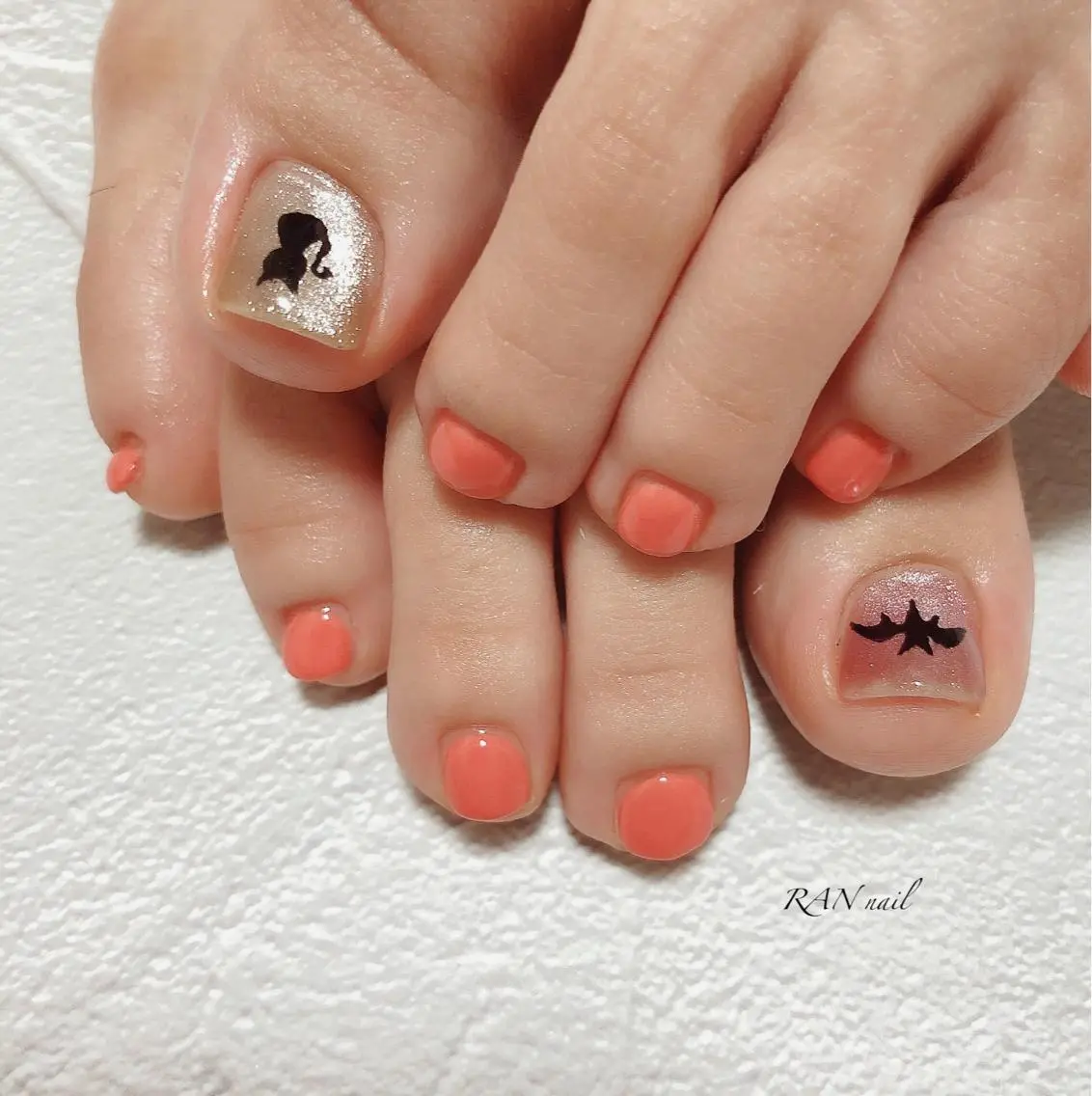 ネイル ジェルネイル ハロウィン マグネットネイル オフィスネイル オレンジ ハンドネイル フットネイル RAN nailのネイルデザイン