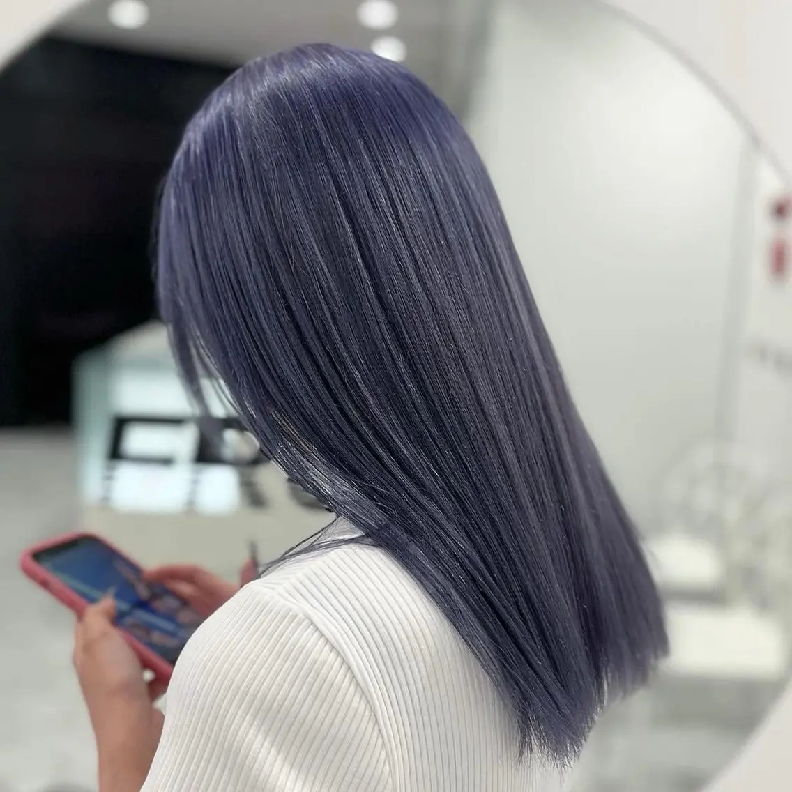 セミロング カラー ヘアカラー トリートメント ヘッドスパ ヘアセット 🩵色落ち可愛い 寒色カラー🩵のヘアスタイル