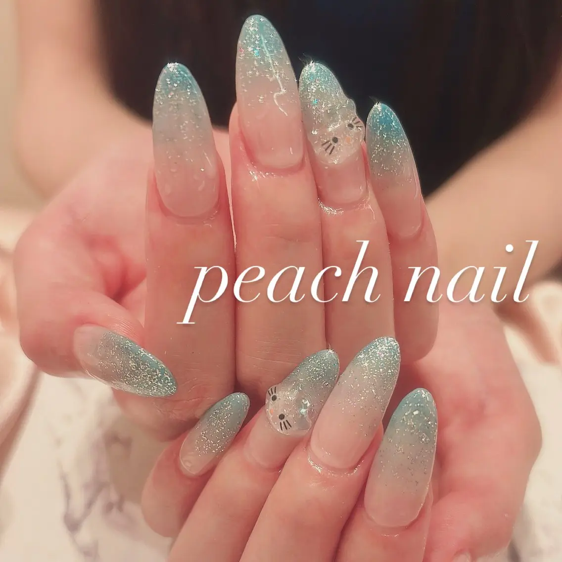 ネイル ブルー フラッシュネイル ジェルネイル キラキラネイル マグネットネイル ハンドネイル フットネイル . kiyomiのネイルデザイン