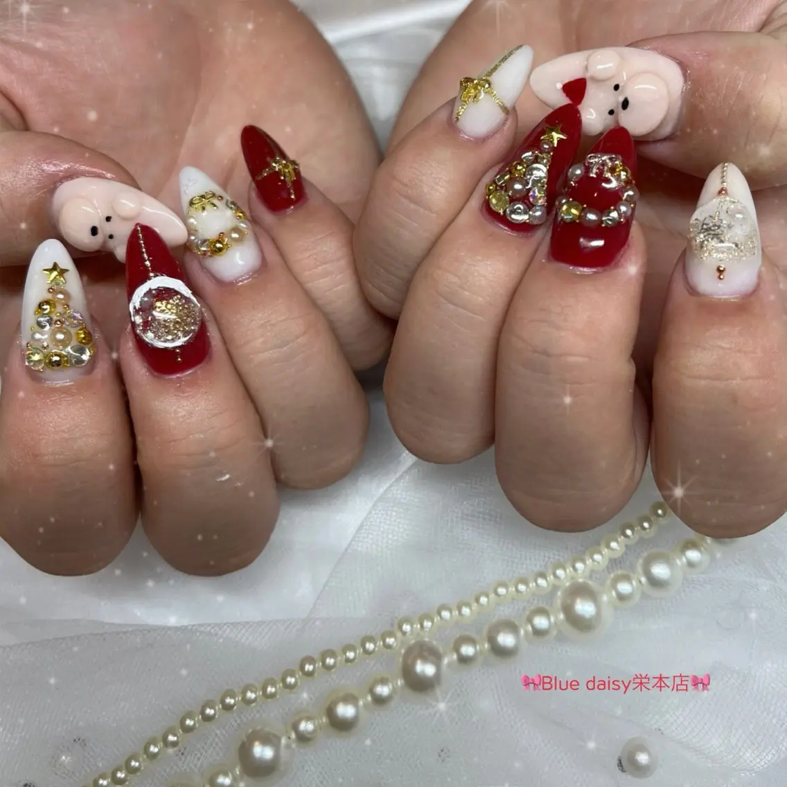 ネイル 冬ネイル クリスマス ハンドネイル BlueDaisy 栄本店のネイルデザイン