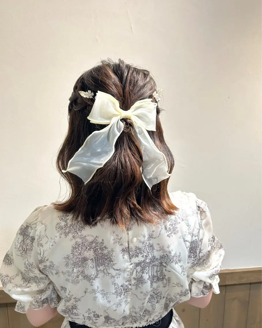 ミディアム カット ヘアセット アレンジ/新宿 透明感カラー/ヤノのヘアスタイル