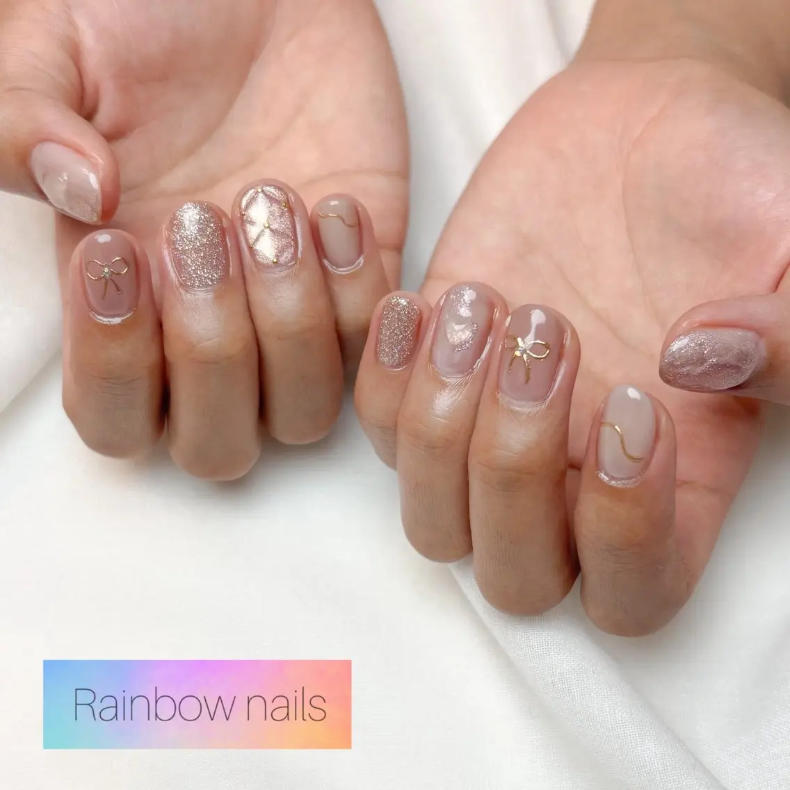 ネイル 持ち込み ハンドネイル Rainbow nailsくろちゃんのネイルデザイン
