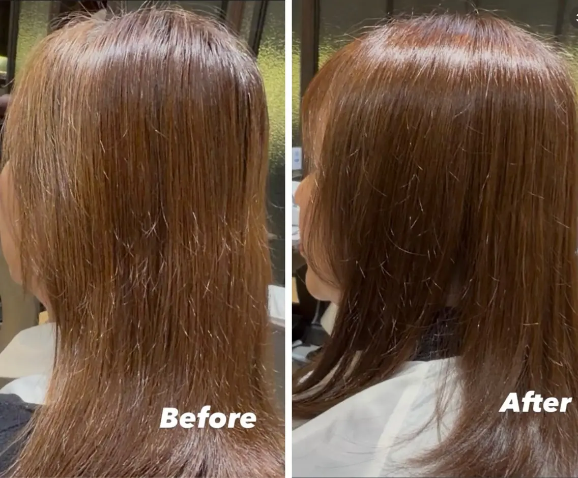 ミディアム 縮毛矯正 ヘアカラー あいみ モデル様募集中🎀のヘアスタイル