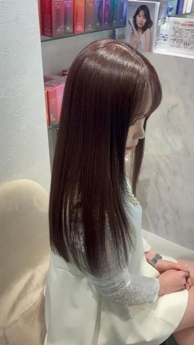 ロング カット ヘアカラー 縮毛矯正 トリートメント 今話題の艶髪矯正 美艶カラー/FUKAのヘアスタイル