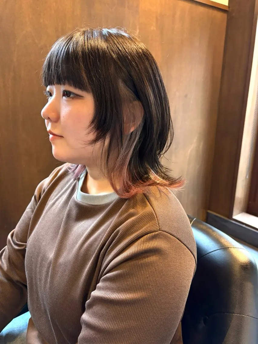 ショート カラー デザインカラー インナーカラー パーマ/ゆるふわボブ デザインカラー/堀本のヘアスタイル