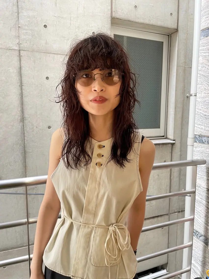 セミロング パーマ カット パーマ satsuki 暖色・ブラウンカラーのヘアスタイル