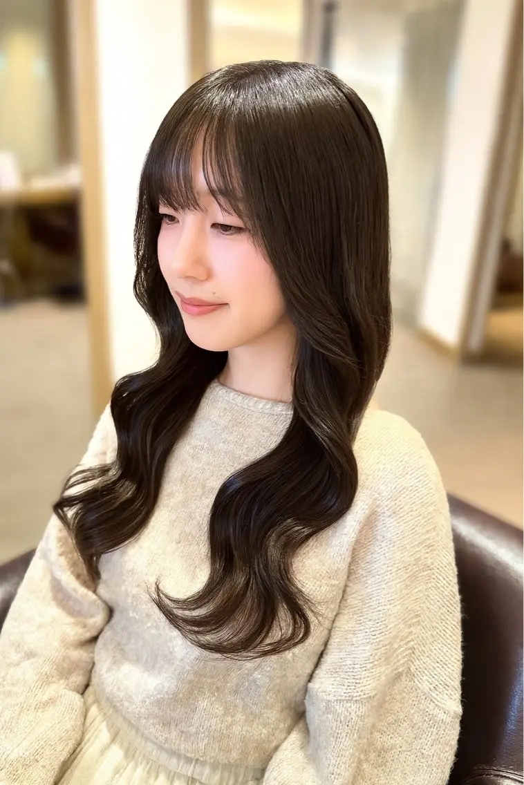 ミディアム 韓国風パーマ❁ fu-ka❁艶カラーのヘアスタイル