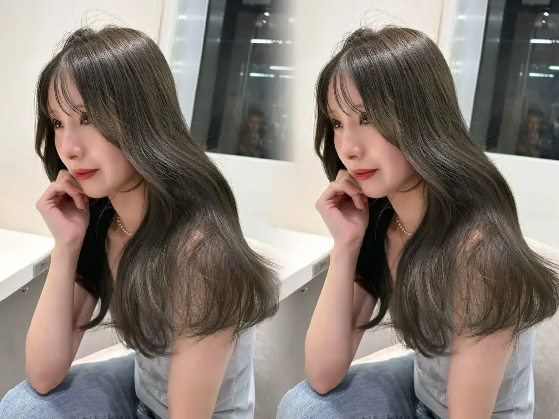 セミロング カラー 透明感カラー グレージュ オリーブグレージュ オリーブグレー カット ヘアカラー トリートメント 村上 大武のヘアスタイル