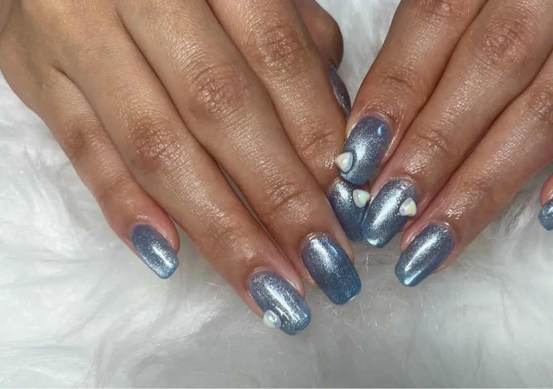 ネイル ハート 水色 ぷっくりネイル lily nailのネイルデザイン