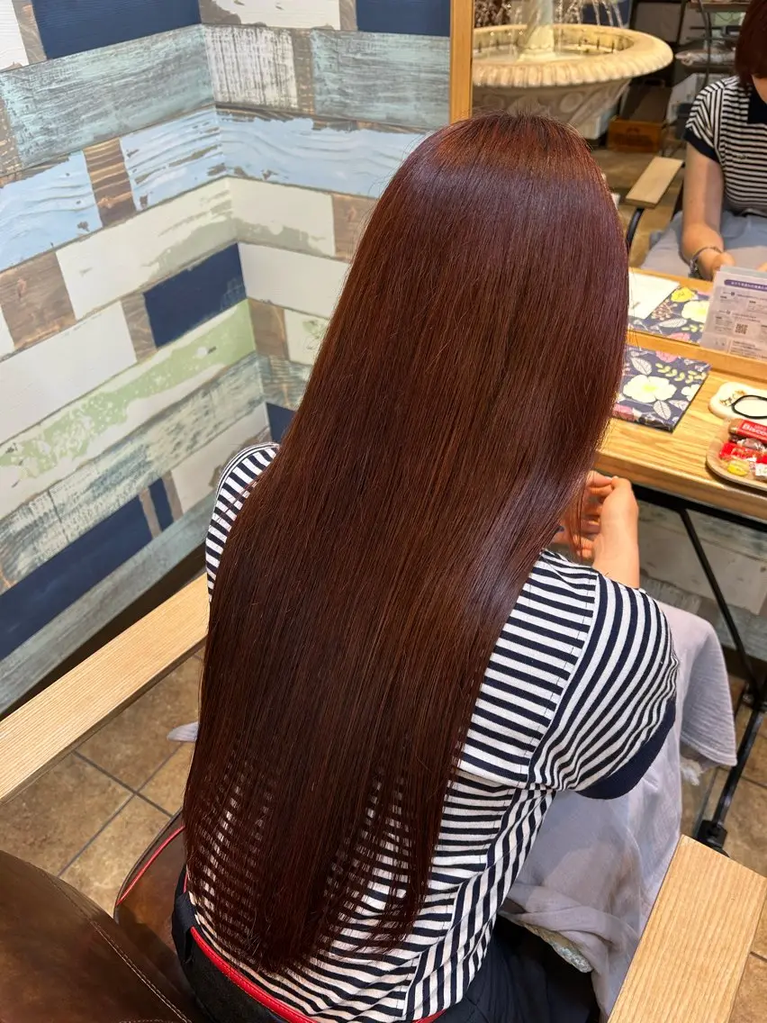 ロング カラー ブラウンカラー レッドカラー レッドブラウン ミディアム ✂️林　菜々美のヘアスタイル