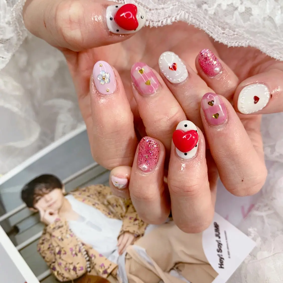 ネイル ハート ハンドネイル La neige* yuki 🐩🌙のネイルデザイン