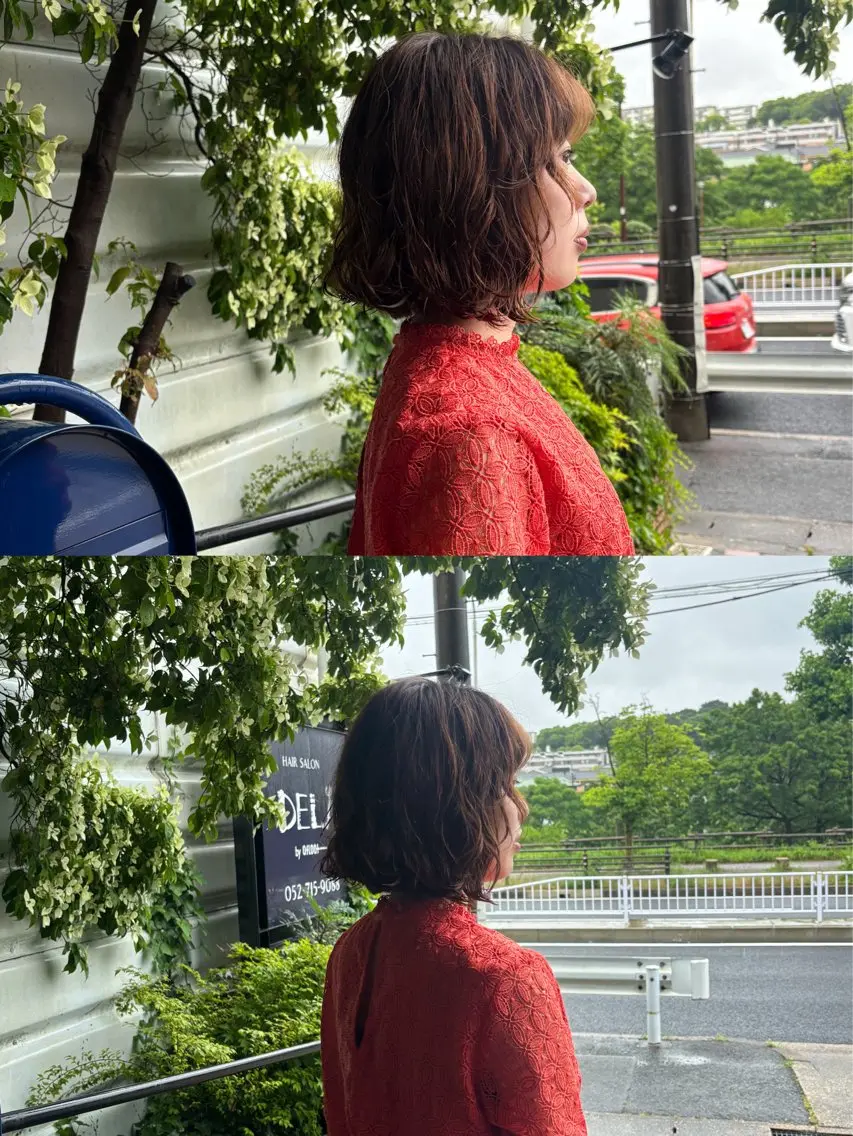 ミディアム パーマ ミディアムパーマ ボブ カット パーマ はっとり ななせのヘアスタイル