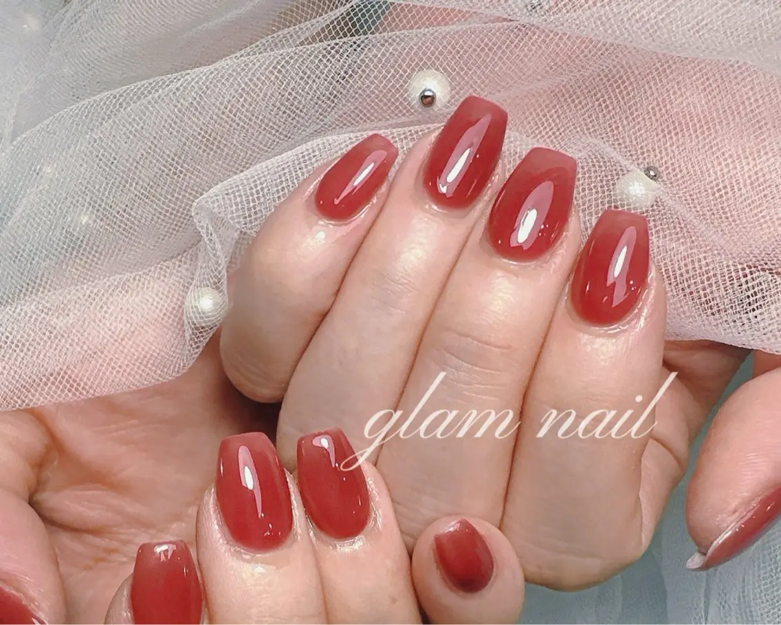 ネイル ハンドネイル エツメ💅 長さ出し🎀デザインのネイルデザイン