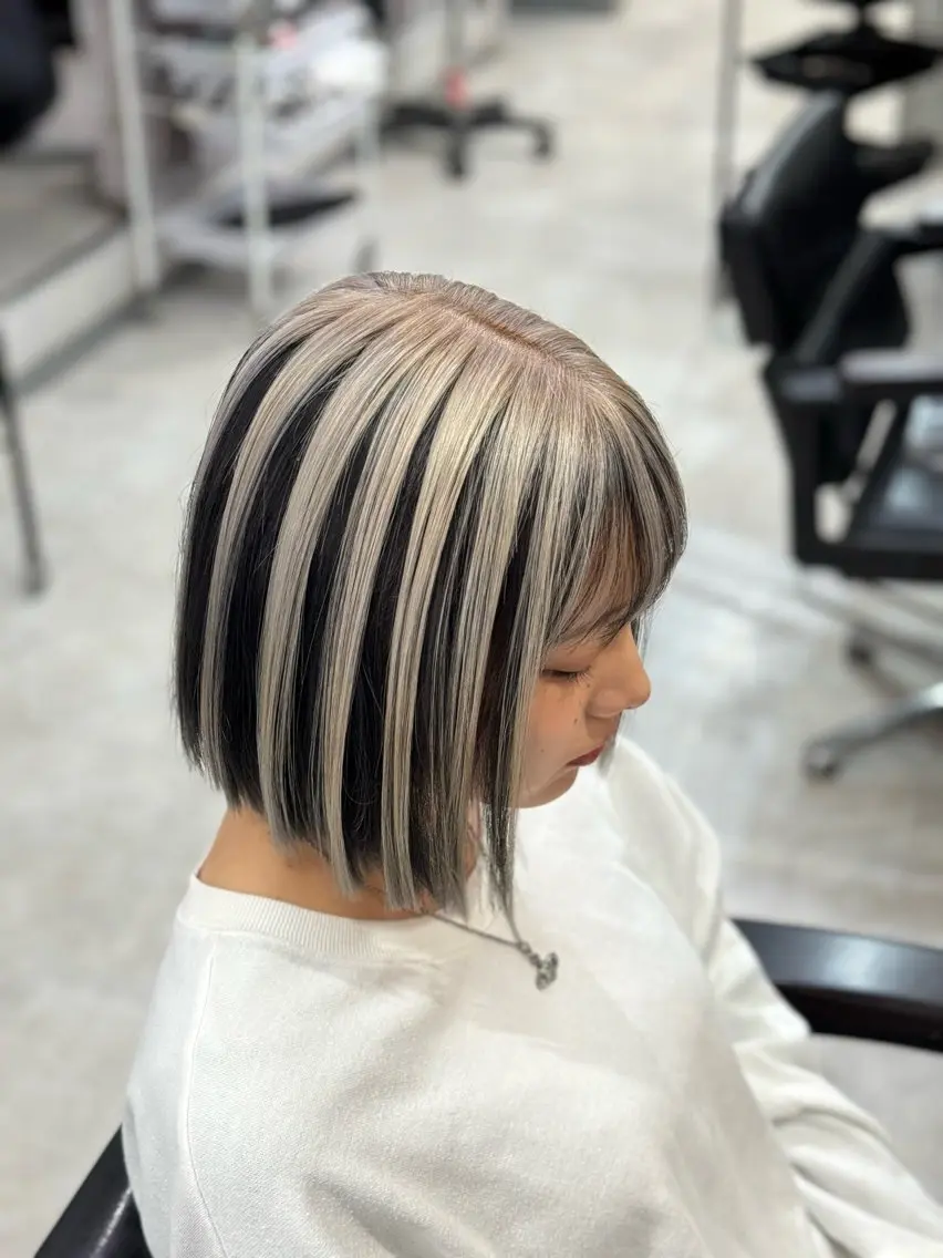 ミディアム カラー ボブ ヘアカラー 矢島颯哉/ハイトーン ブリーチカラー💎のヘアスタイル