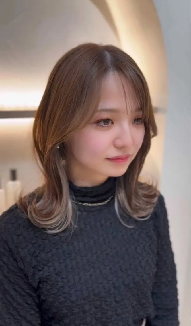 ミディアム カット ヘアカラー トリートメント 韓国ヘア🩶侑矢 艶髪透明感/福岡のヘアスタイル