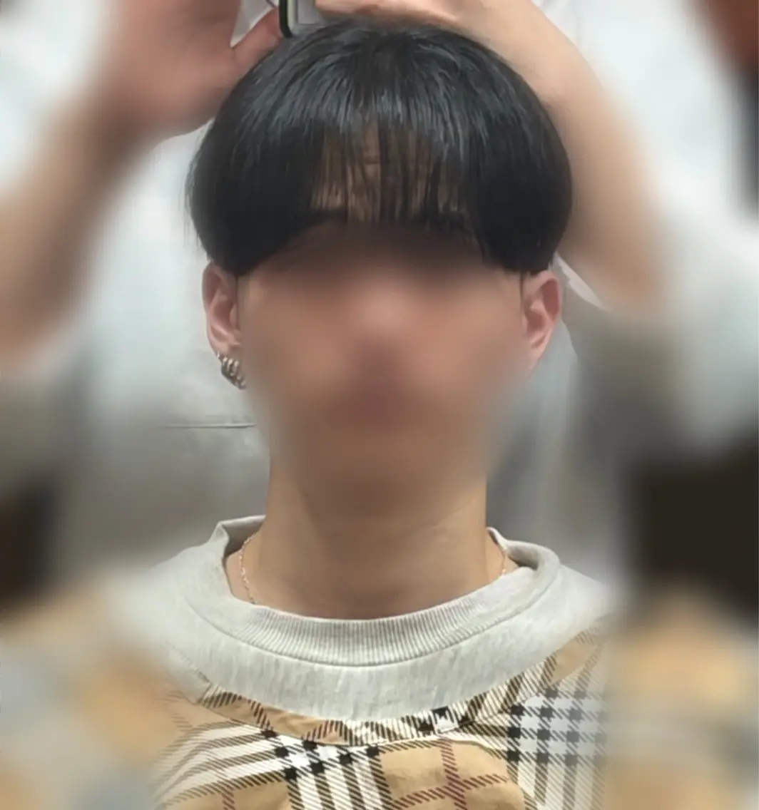 メンズ マッシュ メンズパーマ シースルーマッシュ カット 中村 立のヘアスタイル